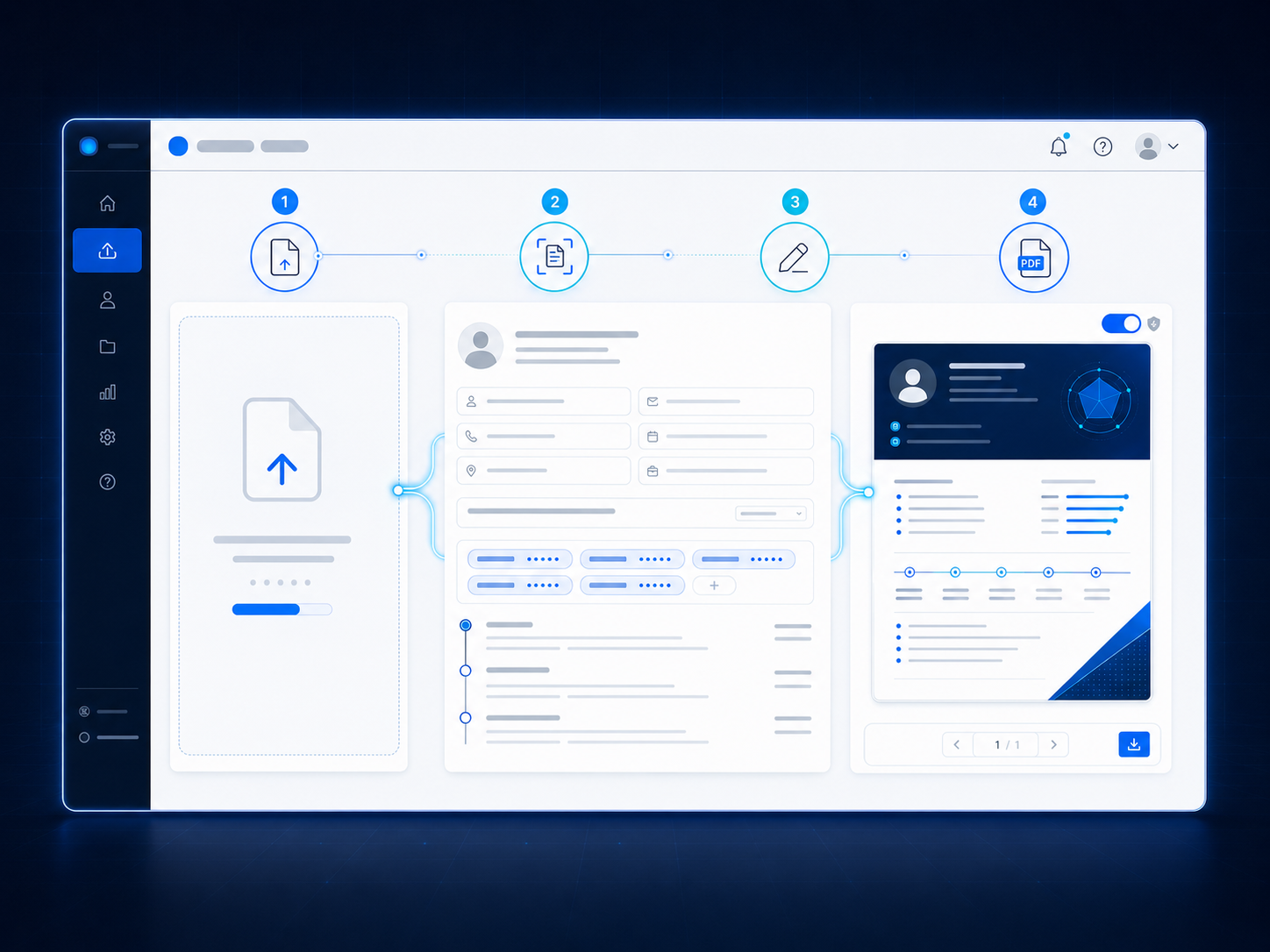 Oneday Profiles: Ansicht der webbasierten Anwendung